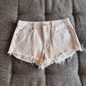 American Eagle Outfitters Women's Off White SZ 8 Shorts Patriotic Back Pockets